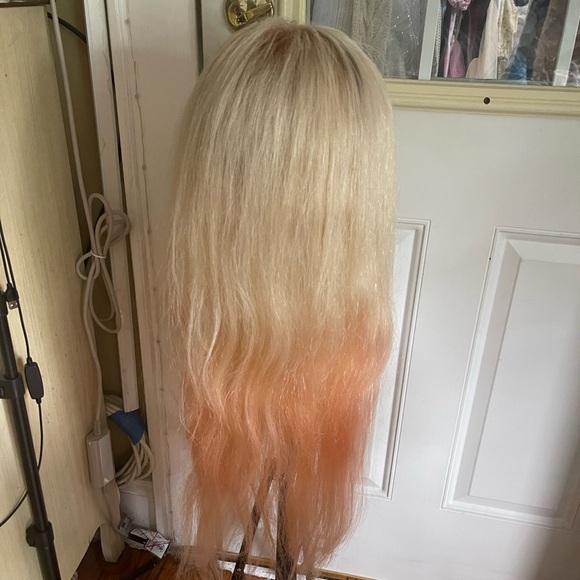 Blonde and Peach Ombré Wig - Picture 8 of 14